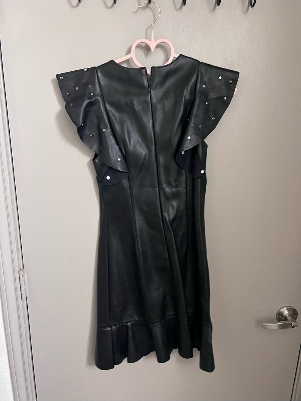 Black Embellished Ruffle Sleeve Dress
